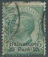 1909-11 LEVANTE SALONICCO USATO 10 PA SU 5 CENT - RB37-8 - Uffici D'Europa E D'Asia