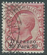 1909-11 LEVANTE DURAZZO USATO 20 PA SU 10 CENT - RB37-3 - Europa- Und Asienämter