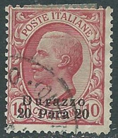 1909-11 LEVANTE DURAZZO USATO 20 PA SU 10 CENT - RB37-2 - Europa- Und Asienämter