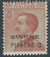 1922 LEVANTE SMIRNE 3 PI SU 30 CENT MH * - I42-10 - Oficinas Europeas Y Asiáticas