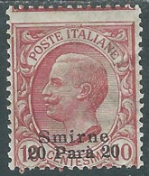 1909-11 LEVANTE SMIRNE 20 PA SU 10 CENT MH * - I42-9 - Uffici D'Europa E D'Asia