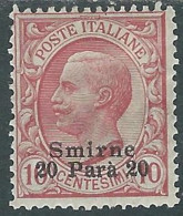 1909-11 LEVANTE SMIRNE 20 PA SU 10 CENT MH * - I42-8 - Europa- Und Asienämter