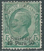 1909-11 LEVANTE SMIRNE USATO 10 PA SU 5 CENT - RB37-10 - Europa- Und Asienämter