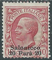 1909-11 LEVANTE SALONICCO 20 PA SU 10 CENT MH * - I42-8 - Europa- Und Asienämter