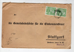 1906 (ca), 5 H Grün, Regierungsjubiläum, Senkrechtes Paar Auf Vordruckbrief Nach Stuttgart - Cartas & Documentos