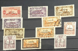 HATAY 1938 SANDJAK D'ALEXANDRETTE BLACK &RED SURCHARGED 11 STAMPS USED & M F VF - Siria