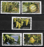 France 2012  Oblitéré Autoadhésif  N°  686 - 687 - 688 - 694 - 697  -     Flore  -  Fruits De France Et  Du Monde - Used Stamps