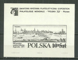 POLAND MNH ** Bloc De 1973 RARE Impression En Noir Et Blanc Exposition à POZNAN NICOLAS COPERNIC - Unused Stamps