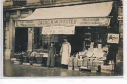 PARIS 14 ème : Carte Photo De L'épicerie Grognard Cacao Van Houten (121 Avenue Du Maine) - Etat - Distrito: 14