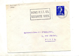 Lettre Flamme Paris 45 Bon P T T  Muette Paris VI - Maschinenstempel (Werbestempel)