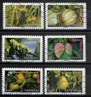 France 2012  Oblitéré Autoadhésif  N° 686 - 687 - 694 - 695 - 696 - 697  -     Flore  -  Fruits De France Et  Du Monde - Used Stamps