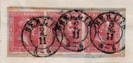 ALTDEUTSCHLAND , PREUSSEN, 1858, MI 10, 1 SGR, DREIERSTREIFEN  KÖNIG FRIEDRICH WILHELM LV, GESTEMPELT, OBLITERE, BERLIN - Usati