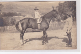 LA BOURBOULE : Carte Photo D'un Enfant à Cheval (équitation) - Très Bon état - La Bourboule