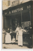 CARTE PHOTO A LOCALISER : Paris(?) Boucherie, A. Breton - Tres Bon Etat - Photos