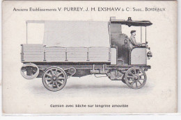 BORDEAUX : Camion Avec Bache De La Société PURREY EXSHAW Et Succr. - Très Bon état - Bordeaux