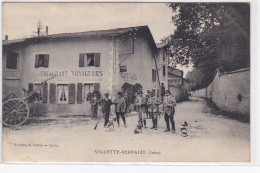 VILLETTE SERPAIZE : Chasseurs Devant L'hotel Des Voyageurs - Café VANEL (chasse) - Très Bon état - Sonstige & Ohne Zuordnung