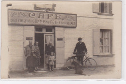 BLETTERANS : Carte Photo Du Café Du Champ De Foire (chaux Lourde Et Grasse) (vélo)- Très Bon état - Other & Unclassified