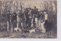 Carte Photo D'une Chasse Au Blaireau (photo VIEILLEDENT à Marvejols) - Très Bon état - Altri & Non Classificati