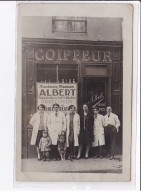 A LOCALISER : Carte Photo D'un Salon De Coiffure ALBERT (coiffeur) - Bon état - Photos