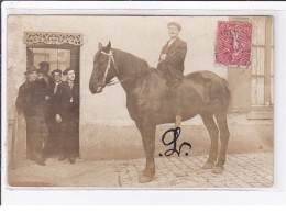 MARINES : Carte Photo D'un Homme à Cheval (cachet De Départ) - Très Bon état - Other & Unclassified