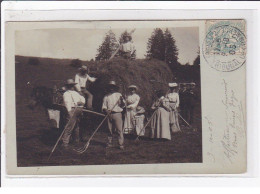 LES MOUSSIERES (environs) : Carte Photo D'une Scène De Fenaisons En 1905 (agriculture) - état - Andere & Zonder Classificatie