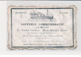 TOULON - Souvenir Commémoratif à La Mémoire Du Matelot Abel-Adrien Colas - Très Bon état - Toulon