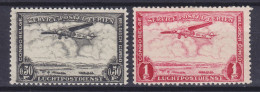 Belgian Congo 1934 Mi. 147-48, 0.50 Fr. & 1 FR. Aeroplane Flugzeug Fokker F VII über Landschaft, MH* (2 Scans) - Unused Stamps