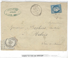 1875 - Enveloppe De VIAS ( Hérault ) Cad T24 Affr. N° 60 Oblit. P C Du GC 4180 - 1849-1876: Klassik