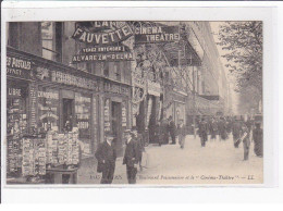 PARIS 2ème : Le Boulevard Poissonnière Et Le "Cinéma-Théâtre" (magasin De Phonographes LA FAUVETTE) - Très Bon état - Distrito: 02