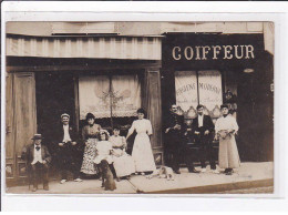 Carte Photo De Commerce : Coiffeur - (cachet Du 9ème Régiment D'infanterie Au Dos) -  état - Negozi