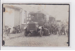 MOTO : Carte Photo De Motos Et De Transports Militaires (camion - Autobus)- Très Bon état - Moto