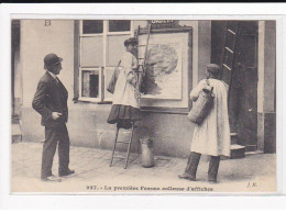 PARIS, Les Petits Métiers J.H, HAUSER : La Première Femme Colleuse D'affiches - Très Bon état - Artigianato Di Parigi