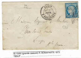 1873 - Lettre De PARIS / R.BONAPARTE Affr. ° 60 Oblit. étoile 15 - 1849-1876: Période Classique