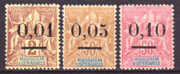 Madagascar 1902 Y.T.51/53 Type II */MH VF/F - Ungebraucht