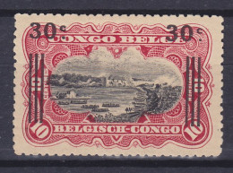 Belgian Congo 1921 Mi. 50, 30c. Auf 10c. Szene Am Kongo Overprinted Aufdruck, MH* (2 Scans) - Nuevos