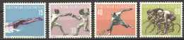 Liechtenstein, 1958, Swimming, Fencing, Tennis, Cycling, Sports, MNH, Michel 365-368 - Neufs