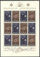 Liechtenstein, 1957, Scouting, Scouts, Baden-Powell, Nr 2, FD Cancelled Sheet, Full Gum, Michel 360-361 - Gebruikt