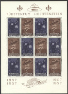 Liechtenstein, 1957, Scouting, Scouts, Baden-Powell, Nr 1, MNH Sheet, Michel 360-361 - Nuovi