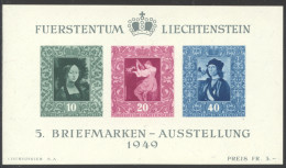 Liechtenstein, 1949, Paintings, Da Vinci, Raffael, Art, Vaduz Philatelic Exhibition, MNH, Michel Block 5 - Bloques & Hojas