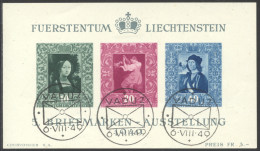 Liechtenstein, 1949, Paintings, Da Vinci, Raffael, Art, Vaduz Philatelic Exhibition, FD Cancelled, LH, Michel Block 5 - Blocks & Kleinbögen