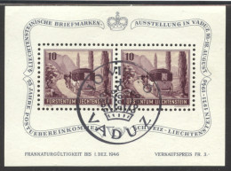 Liechtenstein, 1946, Coach, Horses, Postal Treaty, Philatelic Exhibition, Used, Michel Block 4 - Bloques & Hojas