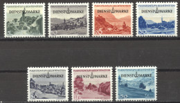 Liechtenstein, 1947, Service Stamps, Landscapes, Scenery, Overprinted, MNH, Michel 28-34 - Ongebruikt