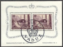 Liechtenstein, 1946, Coach, Horses, Postal Treaty, Philatelic Exhibition, Cancelled, Full Gum, Michel Block 4 - Blokken