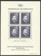 Liechtenstein, 1938, Rheinberger, Composer, Organ, Music, Stamp Exhibition, MLH, Michel Block 3 - Blocks & Kleinbögen