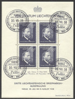 Liechtenstein, 1938, Rheinberger, Composer, Organ, Music, Stamp Exhibition, FD Cancelled, LH Gum, Michel Block 3 - Blocks & Kleinbögen