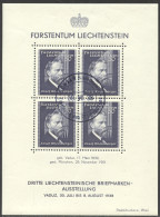 Liechtenstein, 1938, Rheinberger, Composer, Organ, Music, Stamp Exhibition, FD Cancelled, Full Gum, Michel Block 3 - Blocs & Feuillets