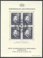 Liechtenstein, 1938, Rheinberger, Composer, Organ, Music, Stamp Exhibition, FD Cancelled, LH Gum, Michel Block 3 - Blokken