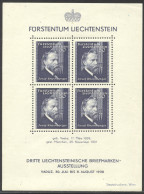 Liechtenstein, 1938, Rheinberger, Composer, Organ, Music, Stamp Exhibition, MNH, Gum Defects, Michel Block 3 - Blocchi & Fogli