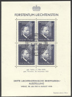 Liechtenstein, 1938, Rheinberger, Composer, Organ, Music, Stamp Exhibition, Cancelled, LH Gum, Michel Block 3 - Blocks & Kleinbögen