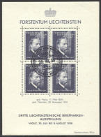 Liechtenstein, 1938, Rheinberger, Composer, Organ, Music, Stamp Exhibition, FD Cancelled, Full Gum, Michel Block 3 - Blocs & Feuillets